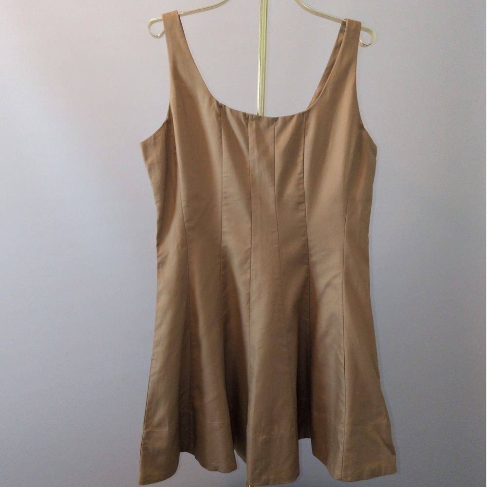 NWT Banana Republic Twill Dress Women 14 Khaki Fit Flare‎ Tailored Knee Length - Picture 4 of 14